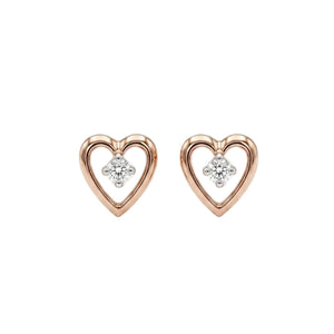 10k Rose & White Gold Diamond Accent Heart Studs Earrings
