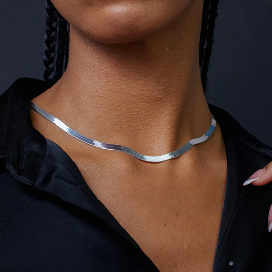 Silver Herring Bone Chain ,4.5mm , 18 Inches