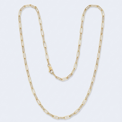 18K Yellow Gold Paperclip Chain Necklace 18" — studio hero
