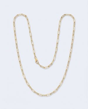 18K Yellow Gold Paperclip Chain Necklace 18" — studio hero