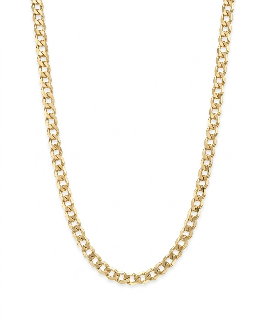 18K Yellow Gold Curb Chain Necklace 24" 5mm Solid - studio hero