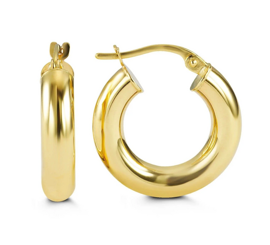 14k Yellow Gold Thick hoop Earings