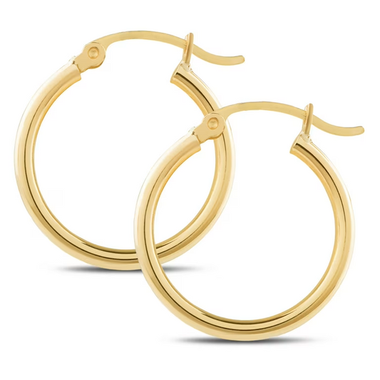 Yellow Gold Hoop Earrings, 14k, 25mm