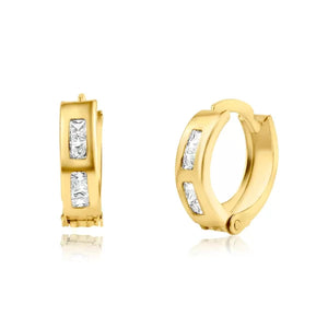 Yellow Gold CZ Huggie Earring