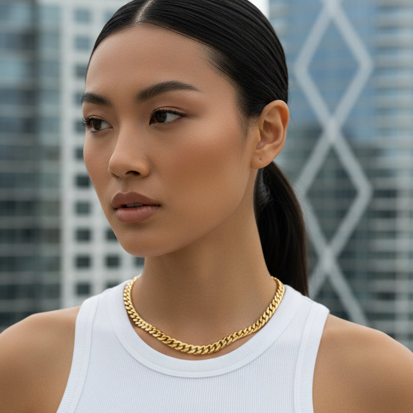 18k Yellow Gold Miami Cuban Link Chain ,16 Inches