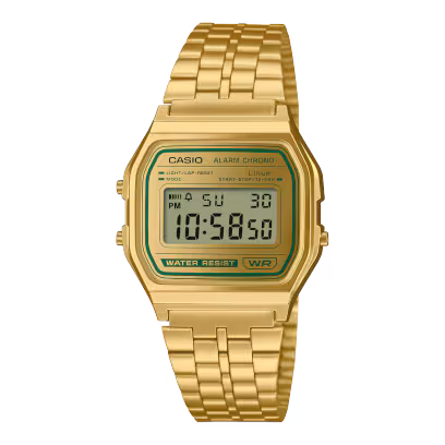 Gold-Tone Digital Watch Stainless Steel Band 36.8mm