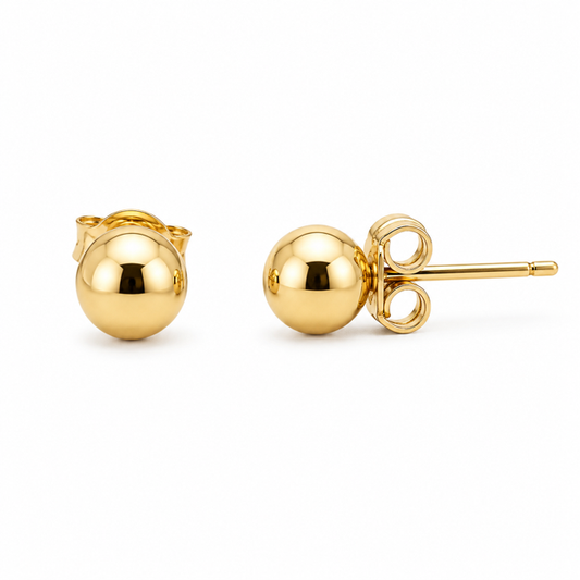 18K Yellow Gold Ball Stud Earrings 5mm