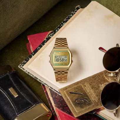 Gold-Tone Digital Watch Stainless Steel Band 36.8mm