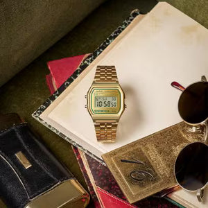Gold-Tone Digital Watch Stainless Steel Band 36.8mm