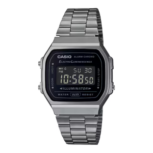 Black-Tone Gray Ion Plated Steel Band Digital Watch 36.3mm