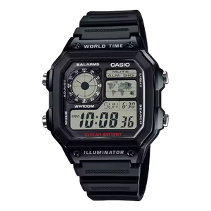 Resin Digital World Time Watch 45mm 100m Water Resistant