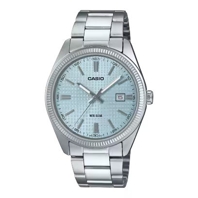 Ion Plated Steel Band Analog Date Watch 38.5mm 50m Water Resistant