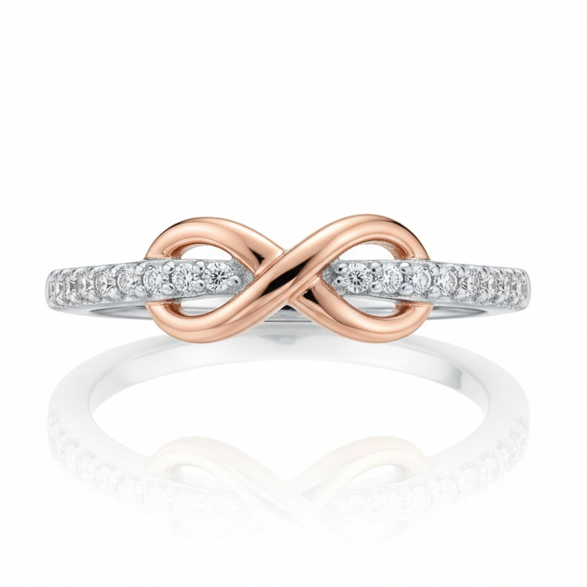 925 Sterling Silver & 10k Rose Gold Two-Tone Infinity Ring