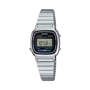 Casio Vintage Silver-Tone Steel Band Digital Watch 24.6mm LA670WA-1 front view