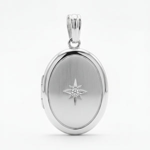 925 Sterling Silver Oval Starburst Locket Pendant