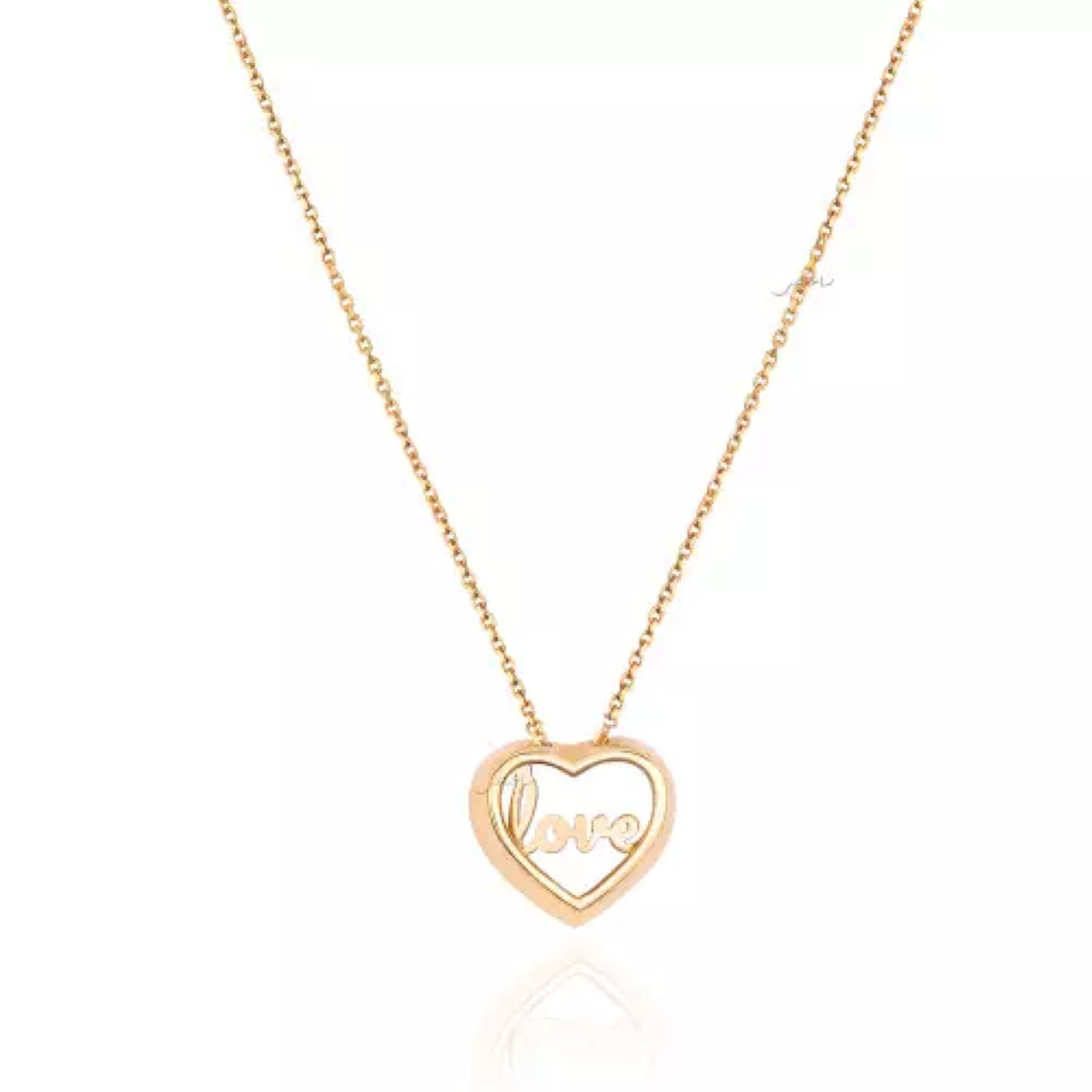 Yellow Gold Heart Necklace with LOVE word inside, 18k, 4.13gr