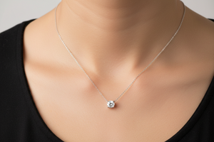 Certified GRA 925 Sterling Silver Rhodium Plated Moissanite Stone Halo Necklace