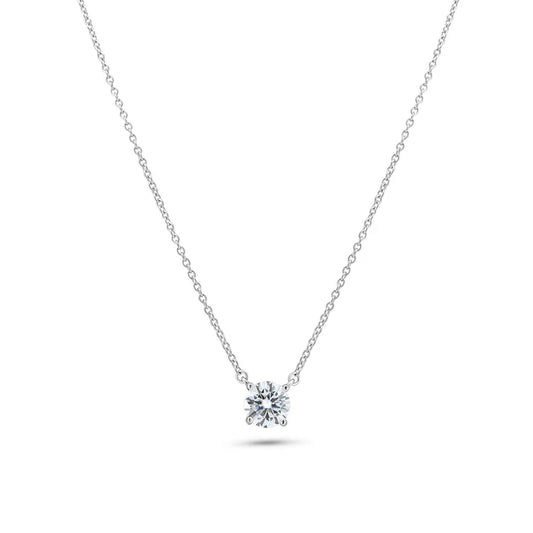 Certified GRA 925 Sterling Silver Rhodium Plated Moissanite Stone Halo Necklace