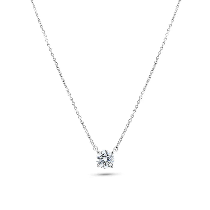 Sterling Silver Moissanite Halo Necklace