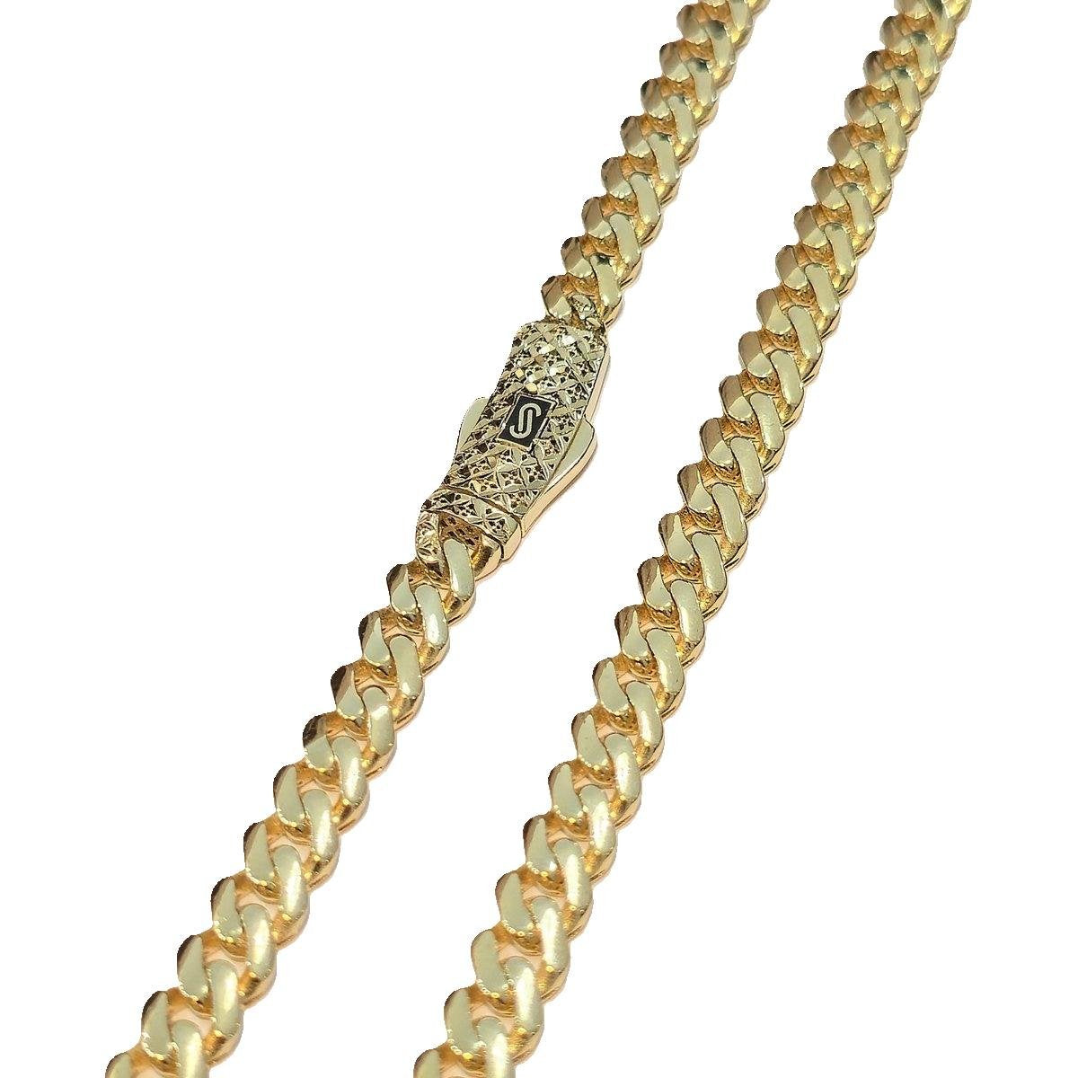 Yellow Gold Classic Royal Monaco Miami Cuban Link Curb Chain Necklace. 18k, 18 Inches, 17.68gr, 6.3mm