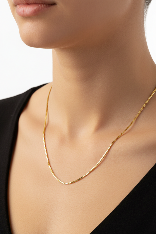 10K Yellow Gold Box Chain 1.37mm 22"