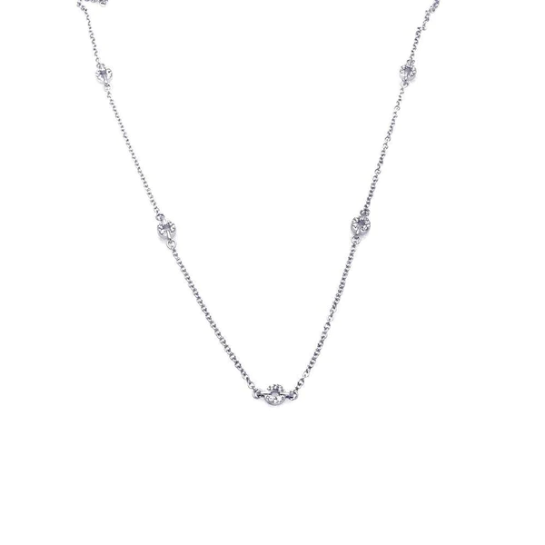 Silver Rhodium Plated Open Circle Necklace
