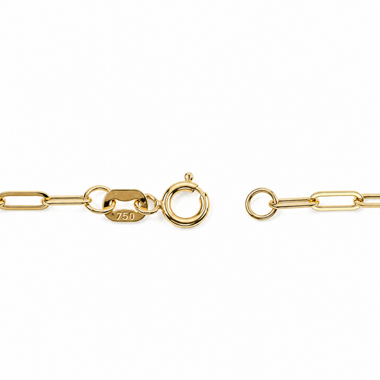 18K Yellow Gold Paperclip Chain Necklace 22" 2mm