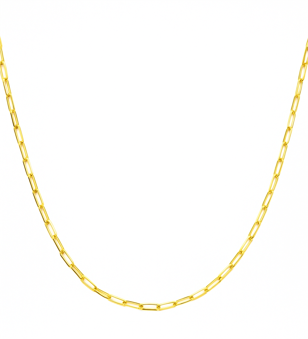 Yellow Gold Paperclip Chain Necklace. 18k, 4.25gr, 18"