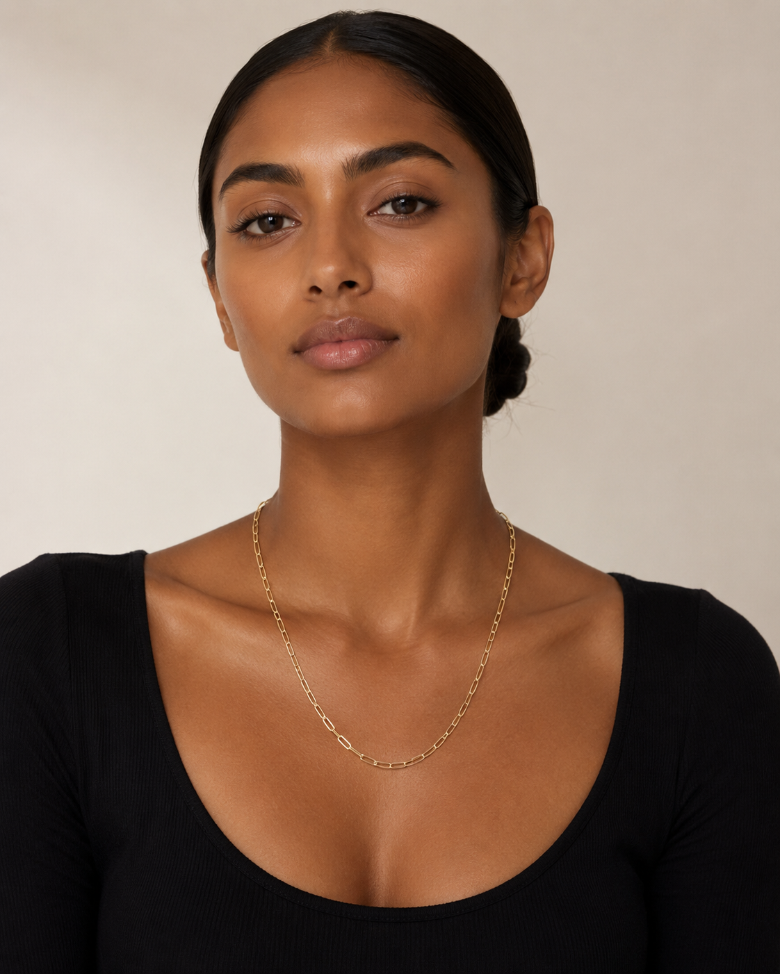 18K Yellow Gold Paperclip Chain Necklace 22" 4mm