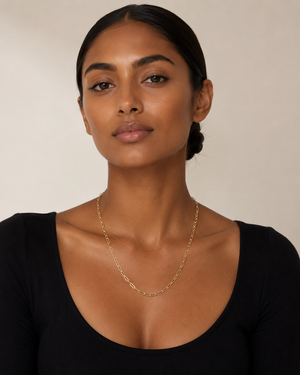18K Yellow Gold Paperclip Chain Necklace 22" 4mm