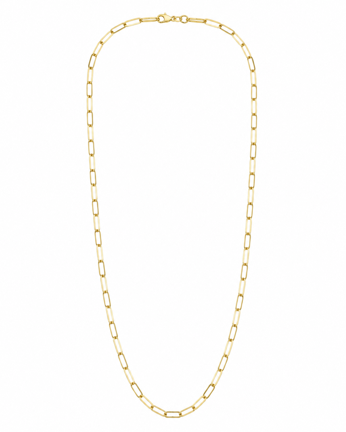 18K Yellow Gold Paperclip Chain Necklace 22" 4mm