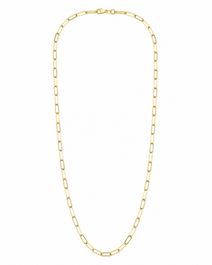 18K Yellow Gold Paperclip Chain Necklace 22" 4mm