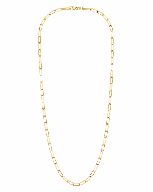18K Yellow Gold Paperclip Chain Necklace 22" 4mm
