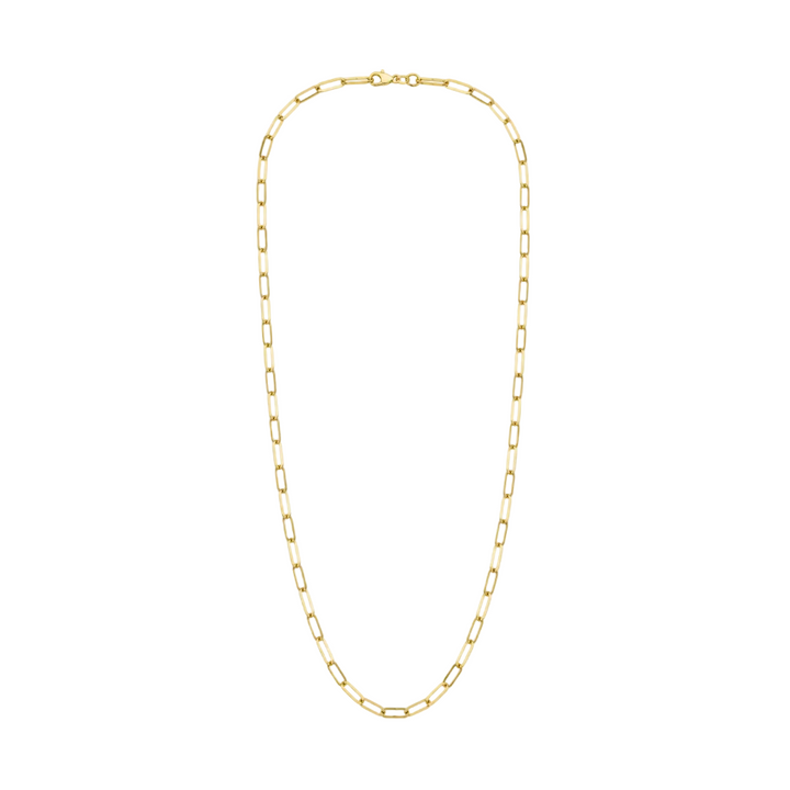 18K Yellow Gold Paperclip Chain Necklace 22" 4mm