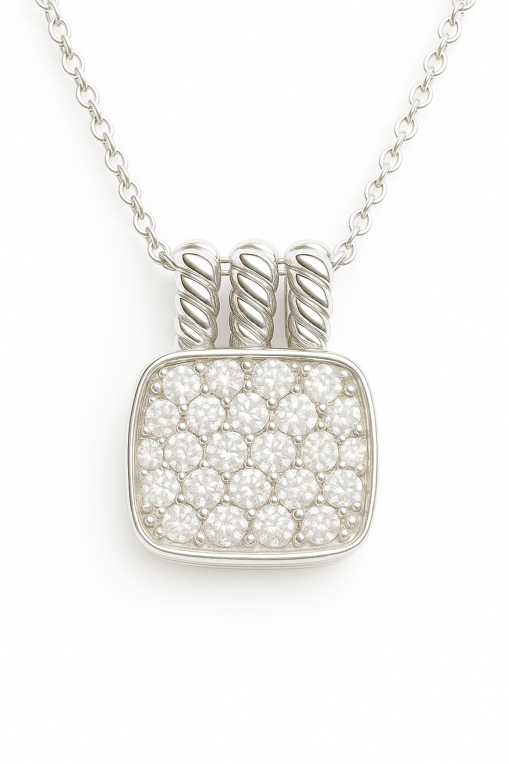 White Gold Pavé Diamond Pendant. 14k, TDW: .048ct VS-SI, GH