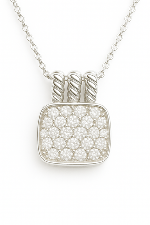 14K White Gold Pavé Diamond Pendant. TDW: 0.48ct VS – SI GH