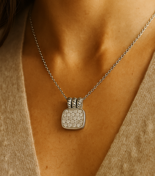 White Gold Pavé Diamond Pendant. 14k, TDW: 0.48ct VS-SI, GH