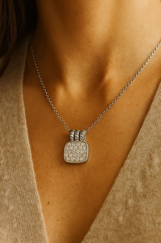 White Gold Pavé Diamond Pendant. 14k, TDW: .048ct VS-SI, GH