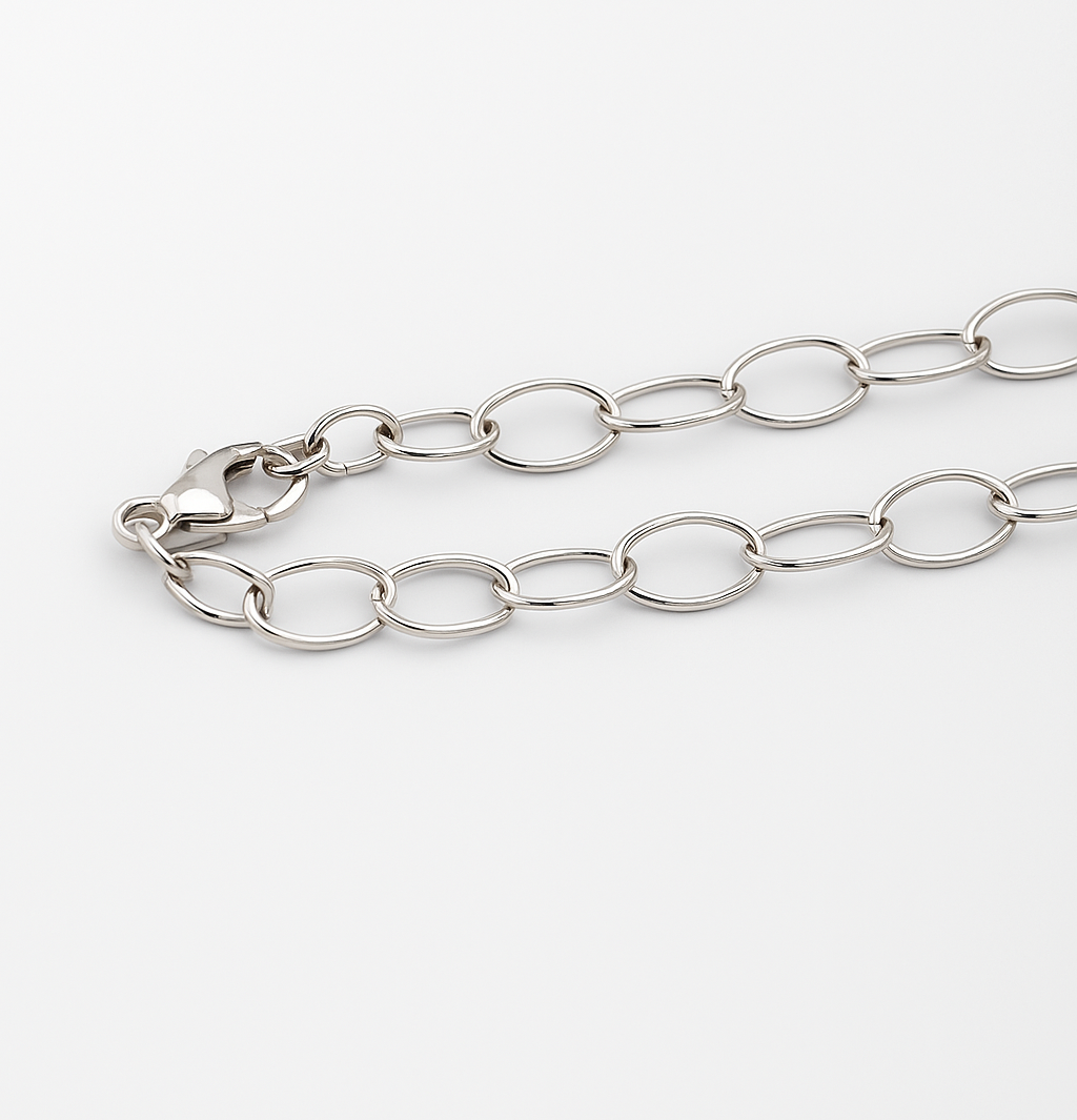 White Gold Station Necklace With Salt Water Pearls, 14k, 28Inches