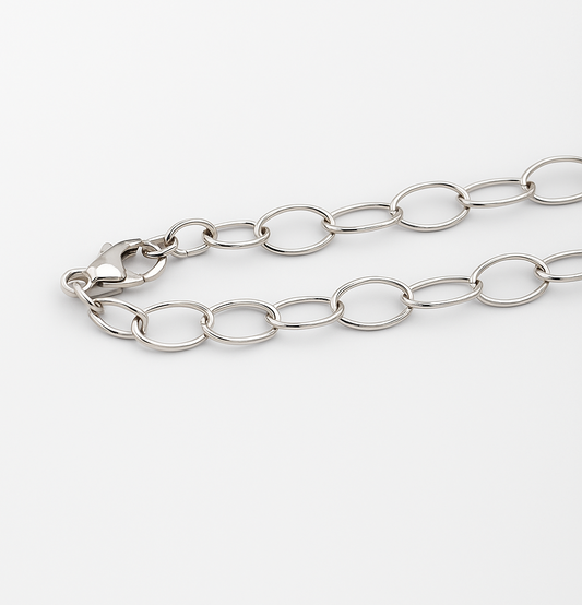 White Gold Station Necklace With Salt Water Pearls, 14k, 28Inches