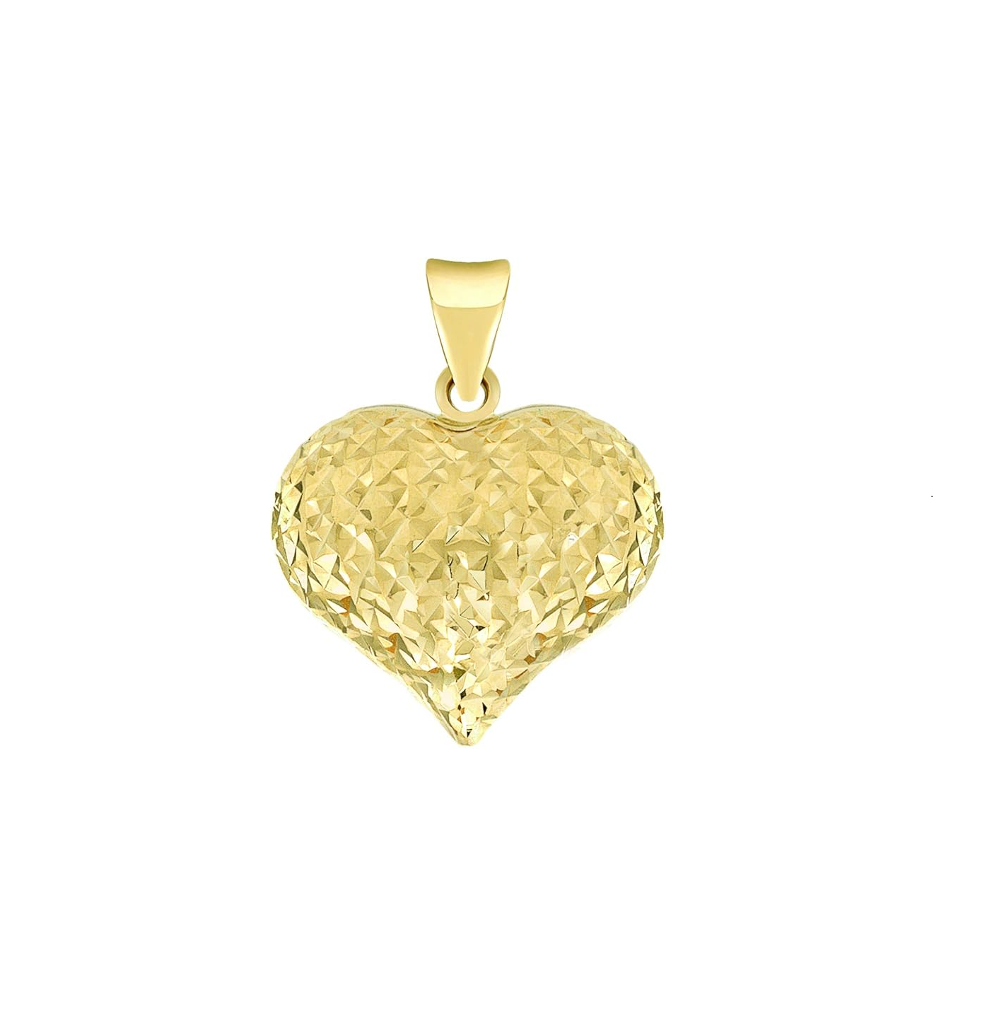 Yellow Gold Puffed Heart with diamond cut, 18k 2.34gr