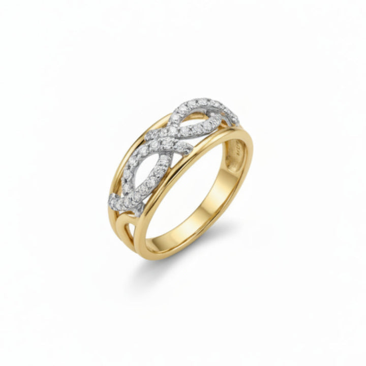 18K Two-Tone Gold Diamond Infinity Ring