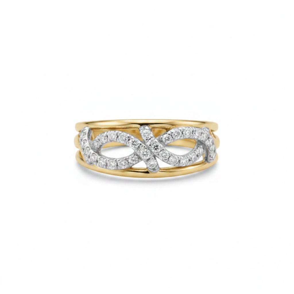 18K Two-Tone Gold Diamond Infinity Ring