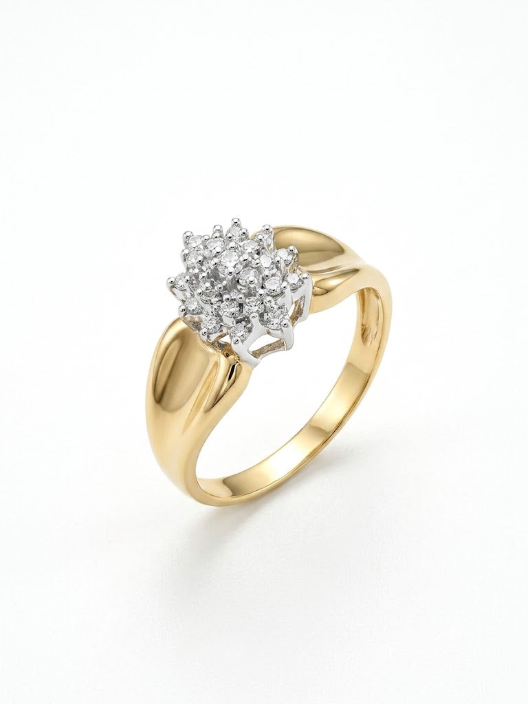 10K Yellow Gold Diamond Cluster Ring