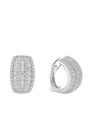 CZ Multi Row Pavé Huggie Earrings in 925 Sterling Silver.