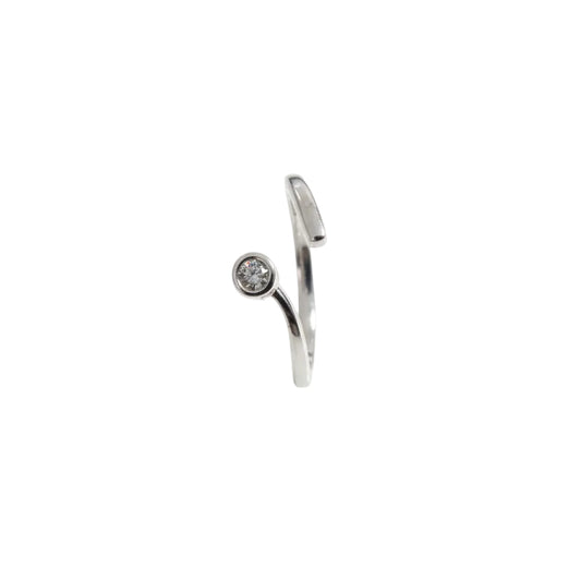 925 Sterling Silver Open Bypass Diamond Ring
