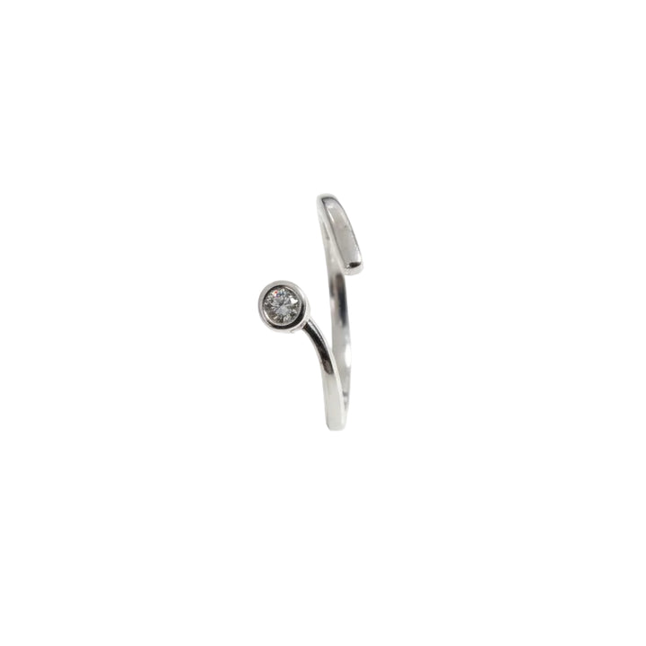 925 Sterling Silver Open Bypass Diamond Ring