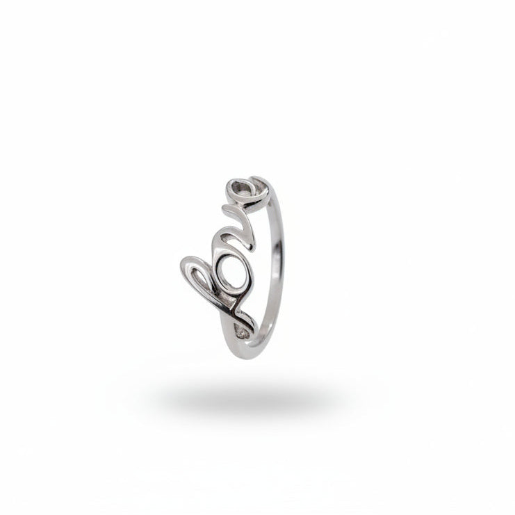 925 Sterling Silver "Love" script Diamond Ring