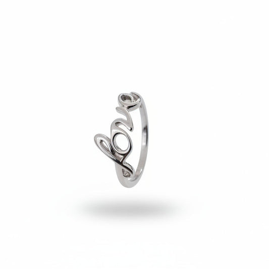 925 Sterling Silver "Love" script Diamond Ring