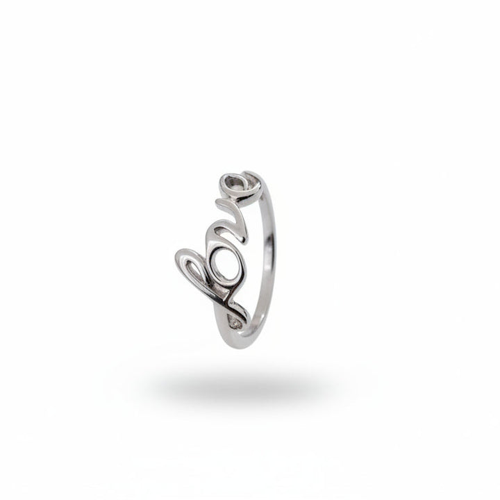 925 Sterling Silver "Love" script Diamond Ring